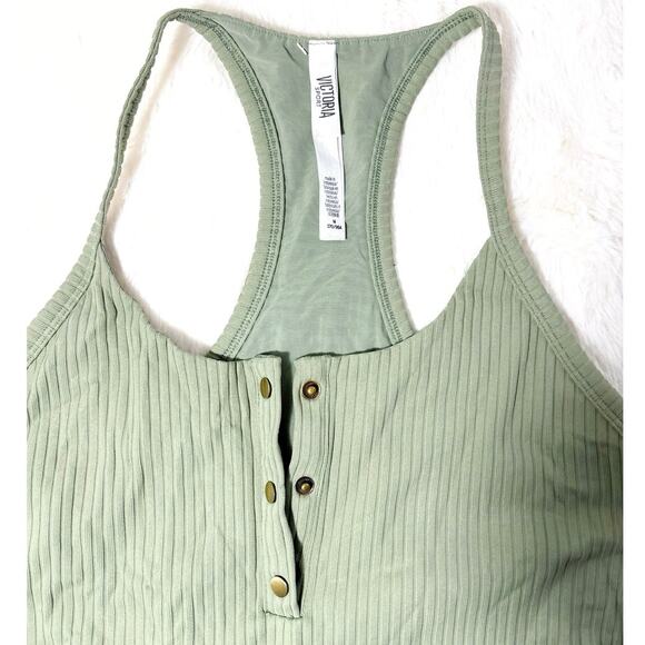 Victoria Sport Green Ribbed Racerback Button-Up Bodysuit Size M 170/96A - Picture 6 of 6